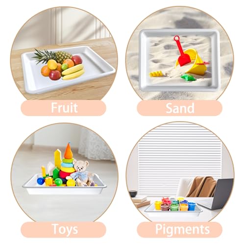 10PCS Plastic Art Trays,White Activity Tray,Crafts Organizer Tray,Serving Tray for Home,School,Kids,DIY Projects,Painting,Beads