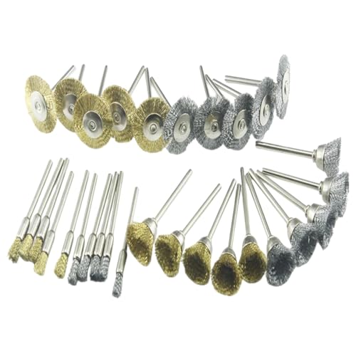 30 Pcs 1/8" Shank Wire Brush Wheel Sets - style: 30 Pcs steel /brass wire brush