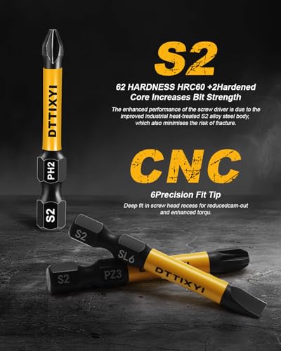 Magnetic Screwdriver Bit Set, 10 PCS, 2 in, 1/4 in Hex, PH/PZ/SL - style: 10 PCS, 2 in, PH/PZ/SL