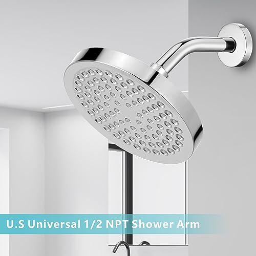 Shower Arm with Flange, 6 Inches Wall Mount Replacement Shower Head Arm For Fixed Shower Head and Handheld Showerhead, Chrome - color: Chrome, style: 6 Inch