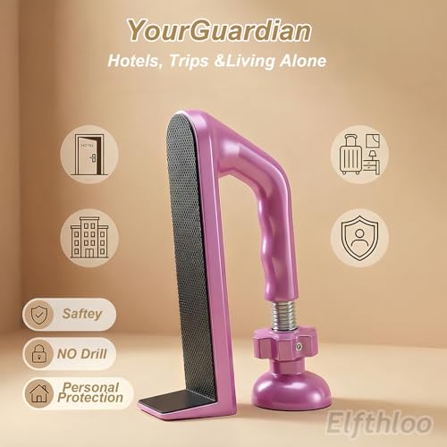 Portable Door Lock Travel Security, Pink Anti-Theft Stopper