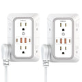 2 Pack Wall Outlet Extender, 6 Outlet Splitter with 4 USB Ports (2 USB C), 3 Sided 1050J Multi Plug with Surge Protector for Home Office Kitchen Travel-ETL - color: White-6 Outlets-2 Pack