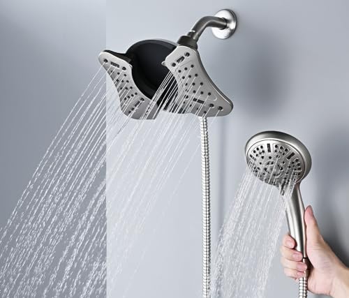 GRICH Shower Head with Handheld Spray - Dual High Pressure Showerhead - color: Nickel, size: 2.5 GPM