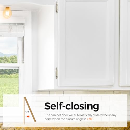 4 Pack 2 Pair Brushed Nickel Cabinet Hinges, 1/2" Overlay Kitchen Hinges - color: Satin Nickel, size: 1/2" Overlay