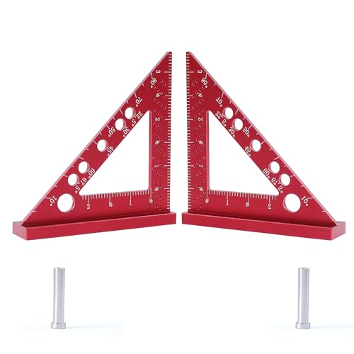 Carpenter Square, Small Triangle Square, 90 Degree Small Square Ruler, Woodworking Measuring Tool with Fixed Miter Angle Pin (Red) - color: Red-Small