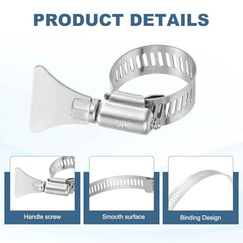 HARFINGTON 4pcs Hose Clamps 0.8"-1.7" (21-44mm) Adjustable 304 Stainless Steel Worm Gear Hose Clamps Assortment Kit for Plumbing Dryer Vent Automotive Dust Collector - size: 21-44mm