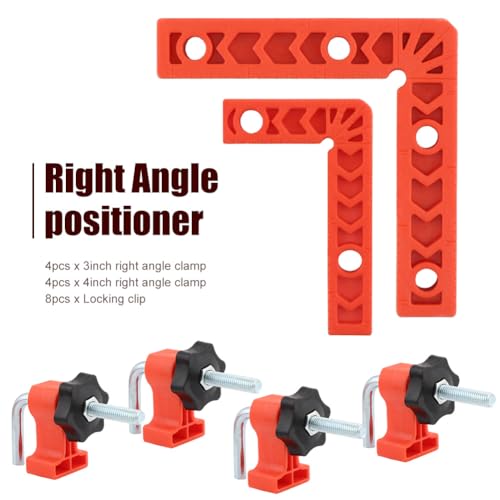 16pcs Right Angle Clamp Set, 90 Degree Clamp,Positioning Squares, 3/4inch x 8 Right Angle Clamp with 8 Clamp,Corner clamps Woodworking Tool