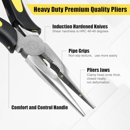 Long Needle Nose Pliers-6’’Soft Grip with Wire Cutter for Home,1pcs - size: One-6in