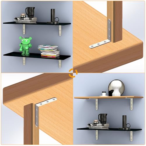 10 Pcs L Bracket Corner Braces 4x4 Inch Heavy Duty Stainless Steel Shelf Brackets, 90 Degree Wall Hanging Support Joint Right Angle Hardware for Wood Shelves with Screws - size: 10PCS-Silver 100*100mm/4*4in
