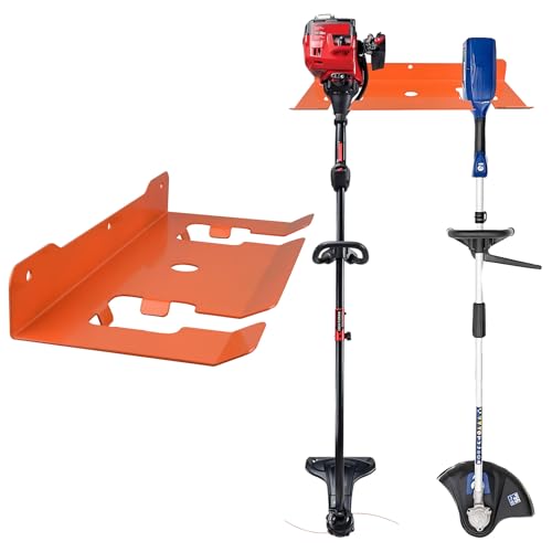 MUTUACTOR Weed Eater Hanger,Large Opening Heavy Duty Weedeater Rack Wall Mount,Weedeater Trimmer Rack 2 Slots for Hanging Yard Tools, Trailer Garage Wall Chainsaw,Lawn Equipment - style: Orange Weed Eater Hanger