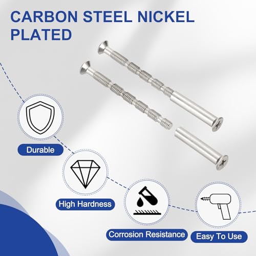 PATIKIL Door Handle Screws M4 x 50mm, 10 Set Cabinet Handle Break Away Screws for Drawer Pull with M4 x 25mm Sleeve Slub Bolt for Door Lever Knob - size: M4 x 50mm