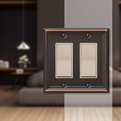 Amerelle 149RRDB Chelsea Wallplate, 2 Rocker, Steel, Aged Bronze, 1-Pack - color: Aged Bronze, size: 2 Rocker