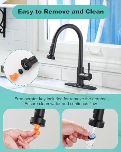 ARCORA Pull Down Kitchen Faucet Head Replacement with 13 Adapters, 3 Modes - color: Matte Black