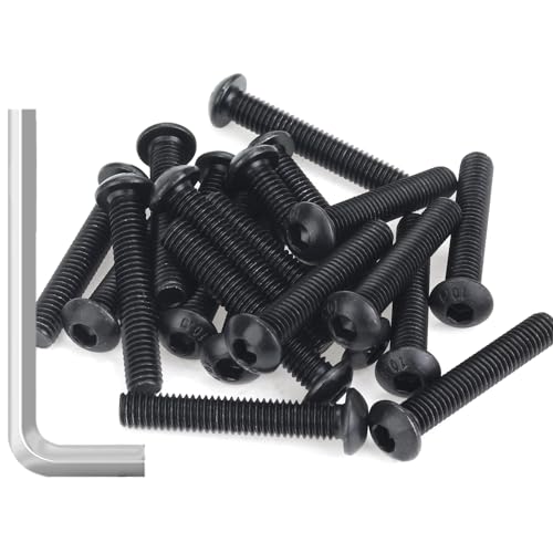 25 Pieces M6 x 35mm Button Head Socket Cap Screws, Thread Pitch 1.0mm, Sutemribor M6 Black Screws, 10.9 Grade Alloy Steel, Black Oxide Finish, Fully Threaded - size: M6 x 35mm, style: Button Head