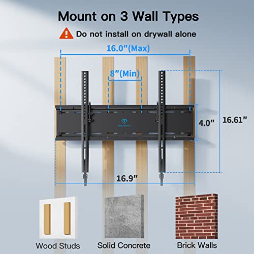 PERLESMITH Tilting TV Wall Mount Bracket Low Profile for Most 23-60 inch LED LCD OLED, Plasma Flat Screen TVs with VESA 400x400mm Weight up to 115lbs, Fits 16" Wood Stud - size: 23-60" Tilt TV Wall Mount