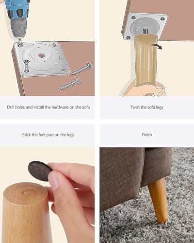 Wood Furniture Legs, 4 inch Solid Wood Sofa Legs Pack of 4 Round Couch Legs Replacement Legs for Sofa Dresser Coffee Table Cabinet Bed Home DIY (4"/10cm Slant) - size: 4"x2.3"