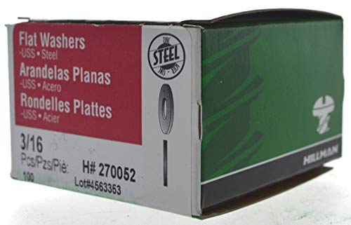 Hillman Zinc-Plated Low-Carbon Steel USS Pattern Flat Washers 3/16-Inch - size: 3/16"