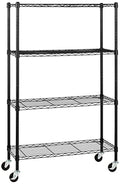 Amazon Basics 4-Shelf Heavy Duty Garage Shelving Storage Unit on 3" Wheel Casters, Adjustable Metal Wire Rack with Leveling Feet, 36" x 14" x 57.75", Black - color: Black, size: 36" L x 14" W x 57.75" H, style: 4 -Shelf