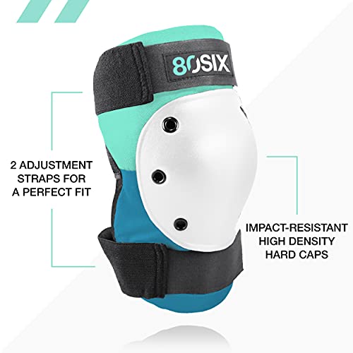 80SIX Multi-Sport Pad Set– Protective Gear for Skateboarding, Biking, Roller Skating, and Scooter - color: Surf Green Teal, size: 8+ Small/Medium
