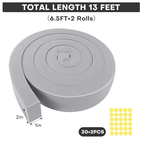 2Pcs 2" x 1" x 6.5Ft AC Window Seal Kit with Adhesive, Gray Foam Strips for Air Conditioner Window Weather Stripping, Window Units, Doors and Windows Insulation, Energy Saving & Dustproof - size: 2''x1''x6.5ft-2pcs