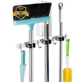 AceMining Broom Holder Wall Mount, 3 Racks 4 Hooks Heavy Duty Mop Organizer - color: 3 Racks & 4 Hooks (Silver) - 1 Pack
