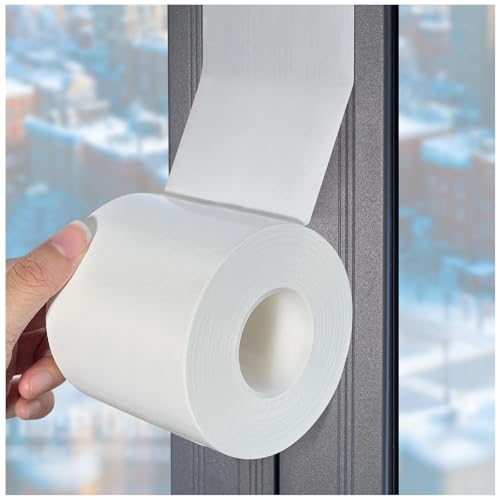 White Window Weather Sealing Tape,Window Draft Isolation Sealing Film Tape, AC Seal Air Conditioner Sealing Tape No Residue, Keep Out Cold Air Dust Rain, Waterproof (3inch*65.5ft) - color: White, size: 3 Inch x 65.5 FT