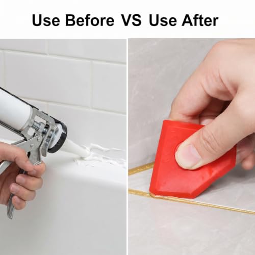 15 PCS Caulking Tool Set, Silicone Sealant Finishing Tools Multi-edge Sealant Applicator Smoother Portable Sealants Scraper for Kitchen Bathroom Floor Window Sealants Sealing Sink (Red Yellow Blue)