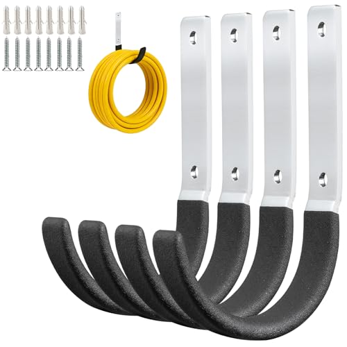 GeeWatom Heavy Duty Steel Garage Hooks,Garage Storage Utility Hooks,Heavy Duty Garage Garden Tool Organizer,Steel Wall Mount Hooks, Garden Hose Hanger, Black U Hooks (Dark Brown-4PC) - color: Dark Brown-4PC