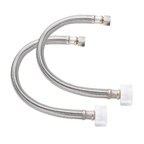 2Pack, PevePexe Toilet Hose Water Supply Line - 12" Length 3/8" COMP x 7/8" BC Braided Toilet Connector Hose - style: 12 inch ( 2 Pack)