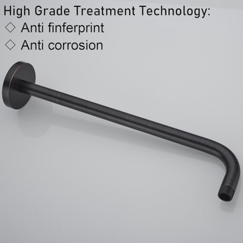 RANDOM 16 Inch Shower Arm with Flange,Stainless Steel 90 Degree Rain Shower Head Extension Arm,Wall-Mounted Shower Head Arm for Fixed Shower Head,Oil Rubbed Bronze.RD91018-16-ORB - color: 16″Oil Rubbed Bronze(Round Flange)