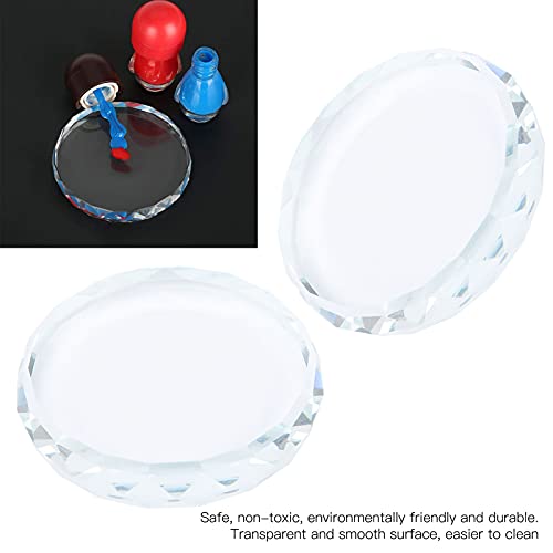 2PCS Nail Art Painting Color Toning Glass Board, Mixed Color Palette Makeup Display Board,Nail Polish False Eyelash Glue Hold Makeup Pallet Nail Art Display Cosmetic Mixing Tools