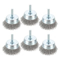 6pcs 2in Wire Cup Brush for Drill with 1/4in Shank, Stainless Steel | Crimped Wire Brush for Drill, [for Light Rust Deburring Paint Removal] - 0.012in Wires