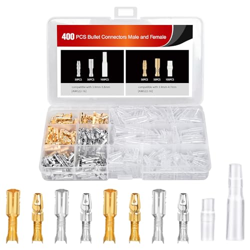 Nilight 400PCS 3.9mm Bullet Connectors with Insulation Cover - color: 400PCS Bullet Connectors