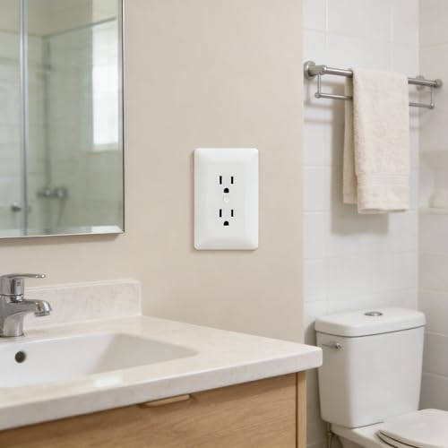 ZEFTV 6 Pack Duplex Outlet Covers Wall Plates 1-Gang Switch Outlet Electrical Cover Plate Unbreakable Thermoplastic Faceplate for Light Receptacle Outlet Switch, Glossy White - color: Single Outlet covers, size: 6 Pack
