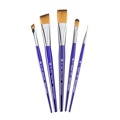 Royal & Langnickel Moderna, 5pc Angular & Stroke Variety Brush Set for All Painting Mediums, Includes - Stroke, Angular, Liner & Filbert Brushes Purple - style: Angular & Stroke