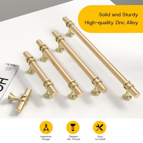 Rergy 10 Pack 3 Inch Hole Center Gold Handles for Cabinets Kitchen Pulls - color: Gold, size: 3in Hole Center(76mm)