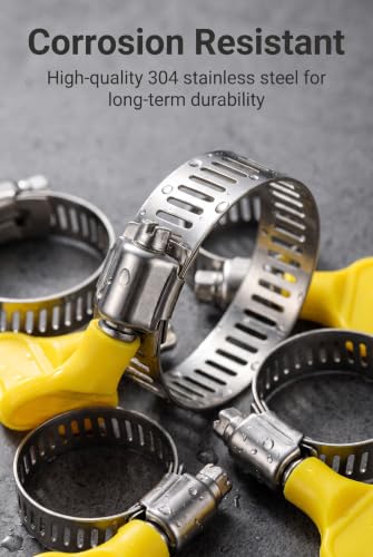 30 PCS Thumb Screw Hose Clamp for Fuel Lines 5/16" to 1 1/8" Yellow