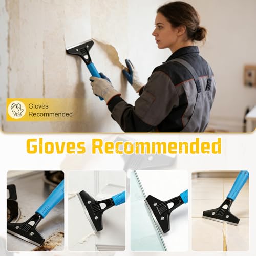 8-72" Adjustable Floor Scraper, 4" Wide Razor Blde Scraper with 10 Blades