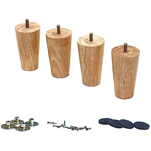 Solid Wood Replacement Furniture Sofa Couch Legs 4 inch Heavy Duty Set of 4 | Straight Wooden legs for Couch Sofa Chair Ottoman Loveseat Coffee Table Cabinet Furniture Replacement - color: Straight- Set of 4, size: 4"