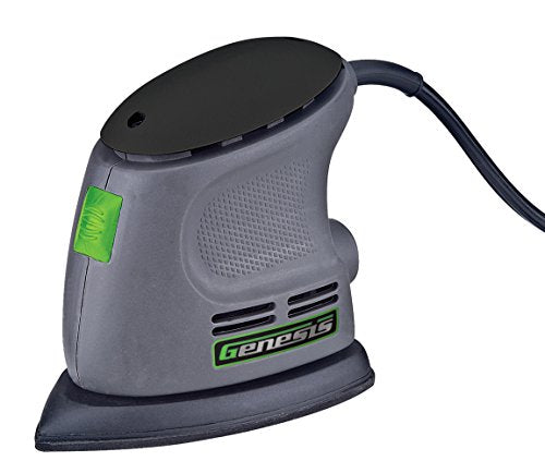 Genesis Detail Palm Sander with Palm Grip, Vacuum Port, Hook-and-Loop System, Dust-Proof Power Switch, and Sandpaper (GPS080) - style: Corner Palm Sander