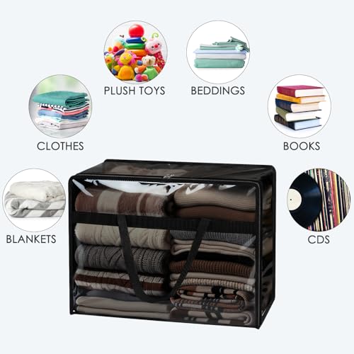 Blanket Storage Bags 4 Pack 60L Clothes Comforter Bedding Container Black - color: B-Black