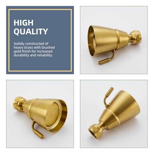 Angle Simple High Flow Shower Head Adjustable, G 1/2, Brushed Dark Gold - color: Brushed Dark Gold