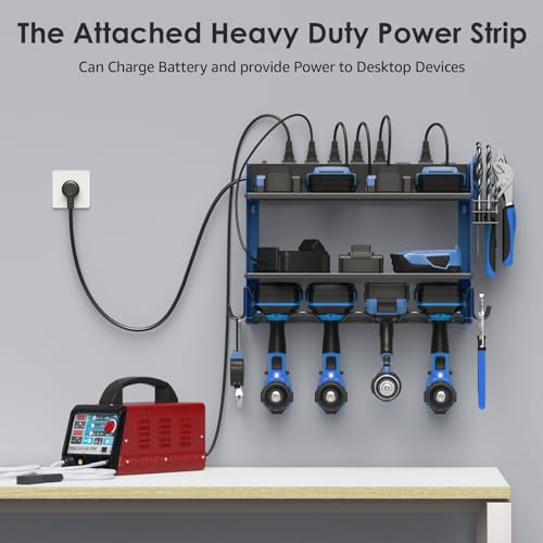 CCCEI Wall Mount Modular Tool Charging Organizer, Blue, 1 Pack, 3 Tier. - color: Blue