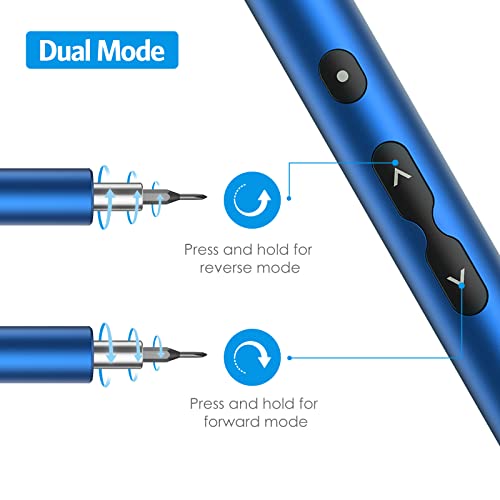 AMIR Electric Screwdriver for PC Building, 28 IN 1 Small Power Automatic Screwdriver Set with 24 Bits, Rechargeable Portable Magnetic Repair Tool Kit with LED Lights for Laptops, Watches, Blue - color: Blue