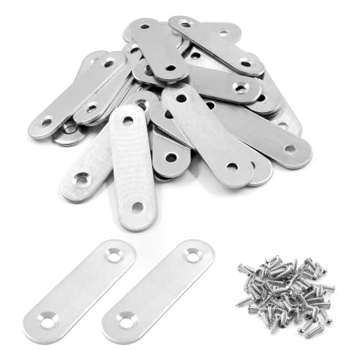 Jiozermi 24 Pcs Straight Brace, 2.4" x 0.6", Stainless Steel Silver - size: Silver, 2.4” x 0.6”, 24 Pcs