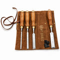 Mt Diablo Woodworking Tools 4 Piece Chisel Set - Premium CV60 Steel Wood Chisel Sets with Ergonomic Handles, Includes 1/4" 1/2" 3/4" 1" Widths - Ideal for Woodworkers - Durable Waxed Canvas Tool Roll