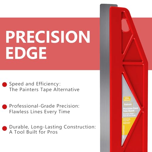 12-Inch Paint Edger & Trim Guard, Stainless Steel Straight Edge Tool - color: Red