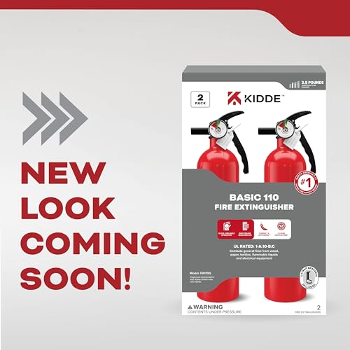 Kidde Basic 110 Fire Extinguisher for Home, 1-A:10-B:C, FA110G, 2 Pack - size: 2 Pack
