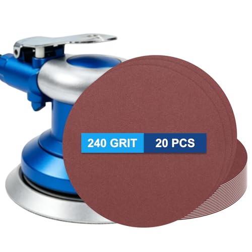 20 Pack 6 Inch PSA Sanding Discs 240 Grit Aluminum Oxide Red - size: 240 grit
