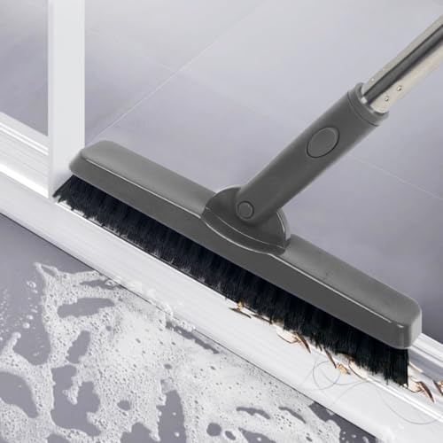CELOX Heavy Duty Long Handle Scrub Brush, Tile Scrub Brush with Long Handle Stiff Bristles for Cleaning (Gray) - color: Bright-gray